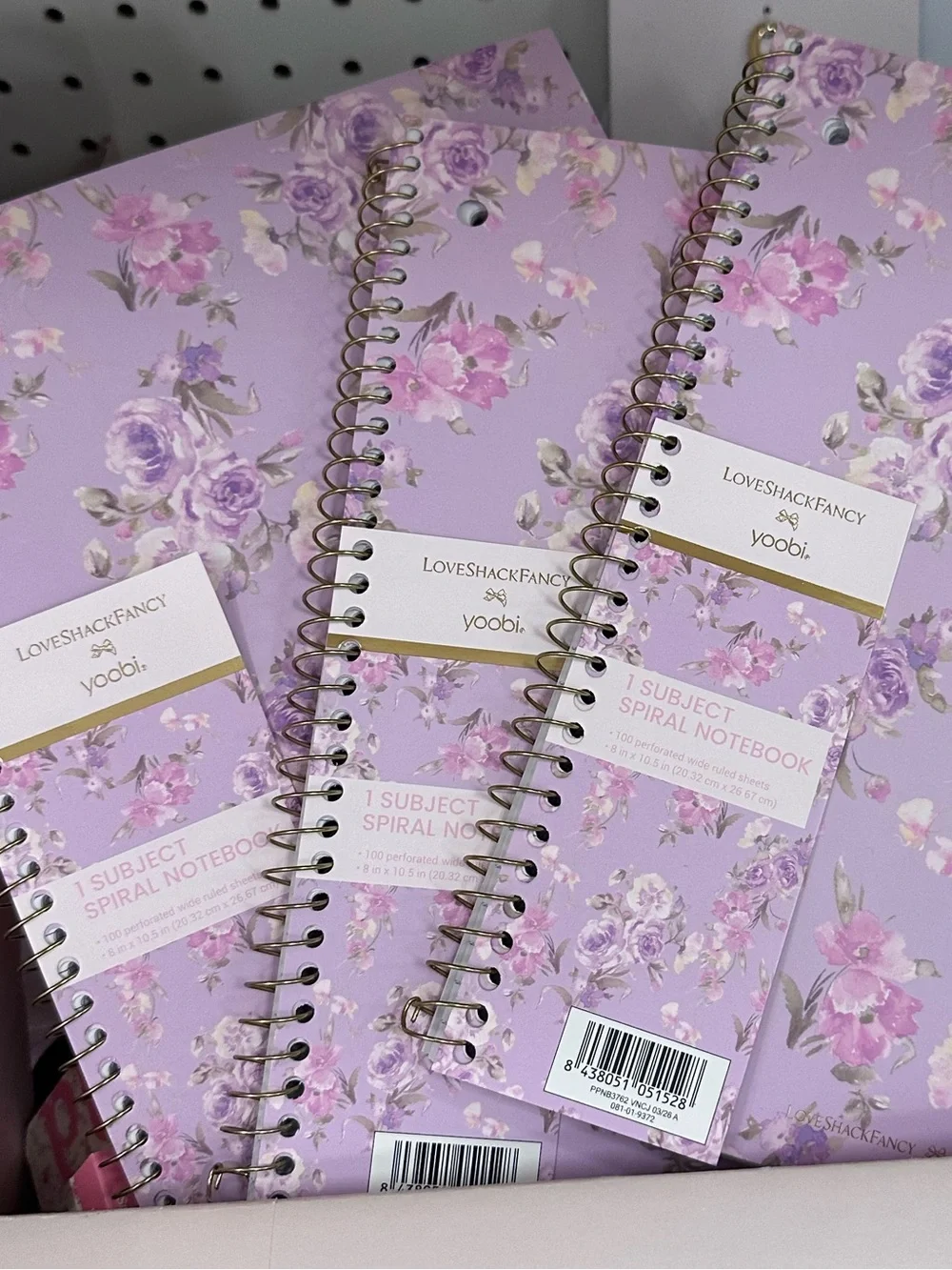 LoveShackFancy x Yoobi Purple Lavender Floral Spiral Notebooks